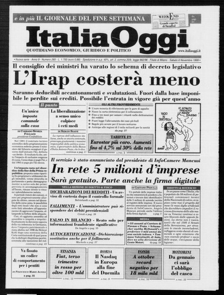 Italia oggi : quotidiano di economia finanza e politica